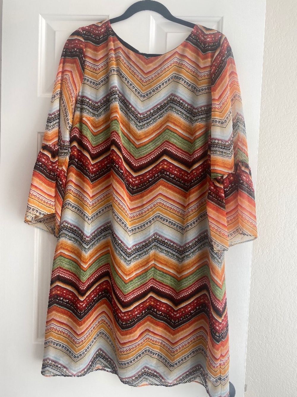 I.N. Studio Multi Color Zig Zag Lined Dress SZ 14